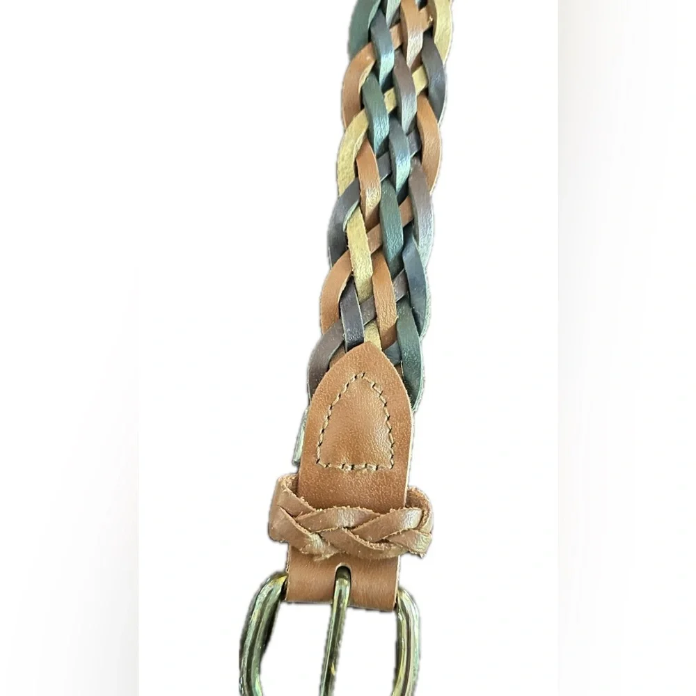 Vintage braided women’s leather belt multi color 35”